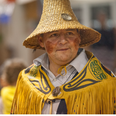 Hereditary Chief Frank Brown in ceremonial dress.