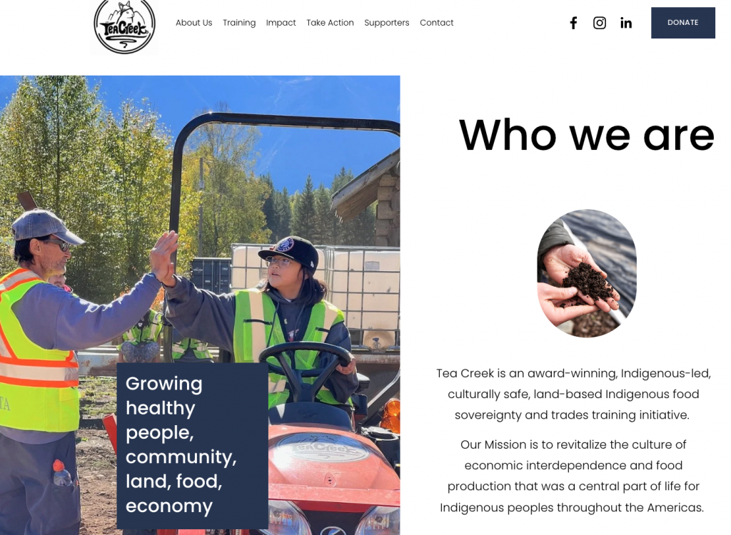 Front page screenshot of Tea Creek.