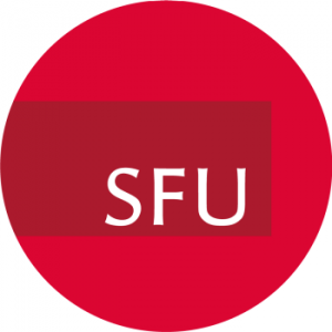 SFU social media avatar. Red circle with SFU in white text
