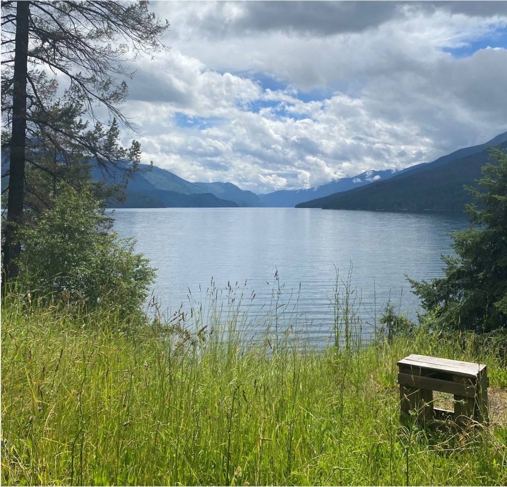 Lake surrounded by forest in the Kootenay Boundary region of British Columbia.